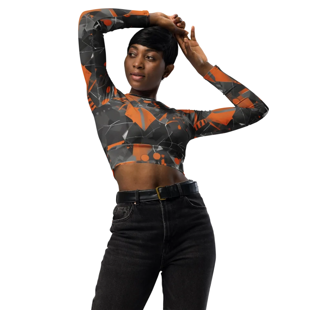 Ember Fracture on Long Sleeve Crop Top — Front
