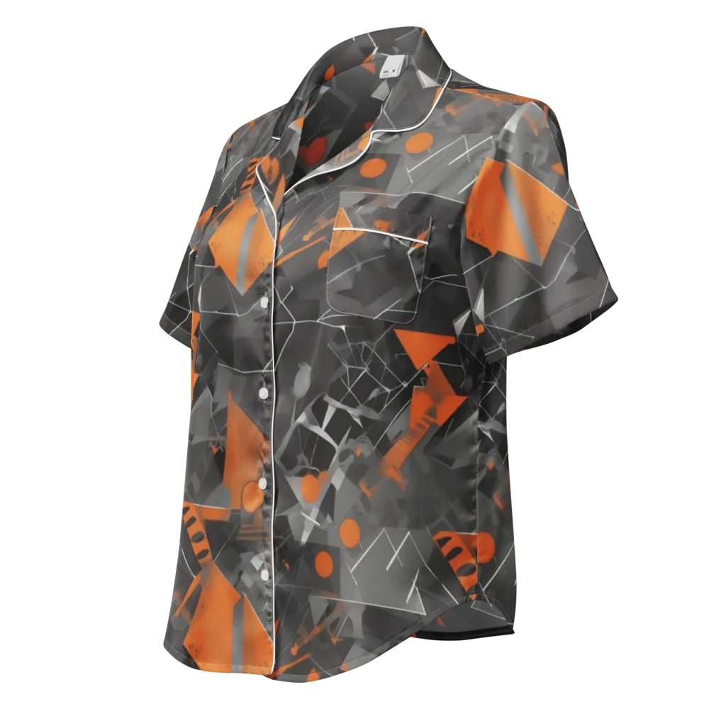 Ember Fracture on Women's Short Sleeve Pajama Top — Left Front