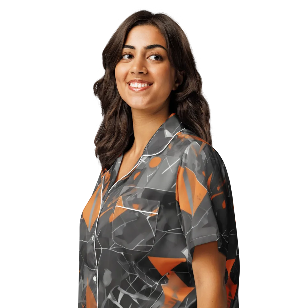 Ember Fracture on Women's Short Sleeve Pajama Top — Left Front