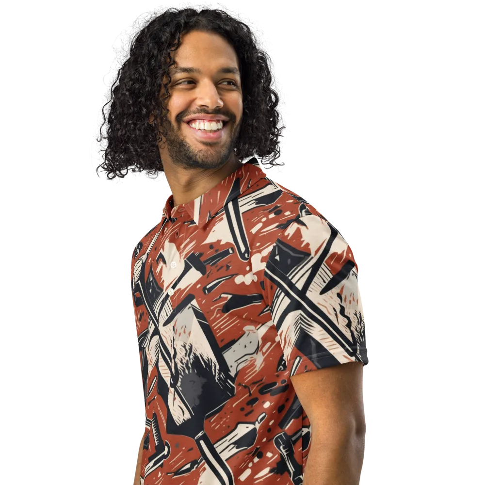 Workshop Static on Men's Slim Fit Polo Shirt — Left Front