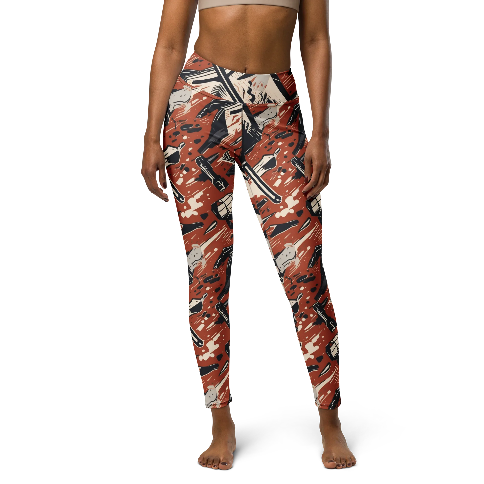 Workshop Static on Yoga Leggings — Front