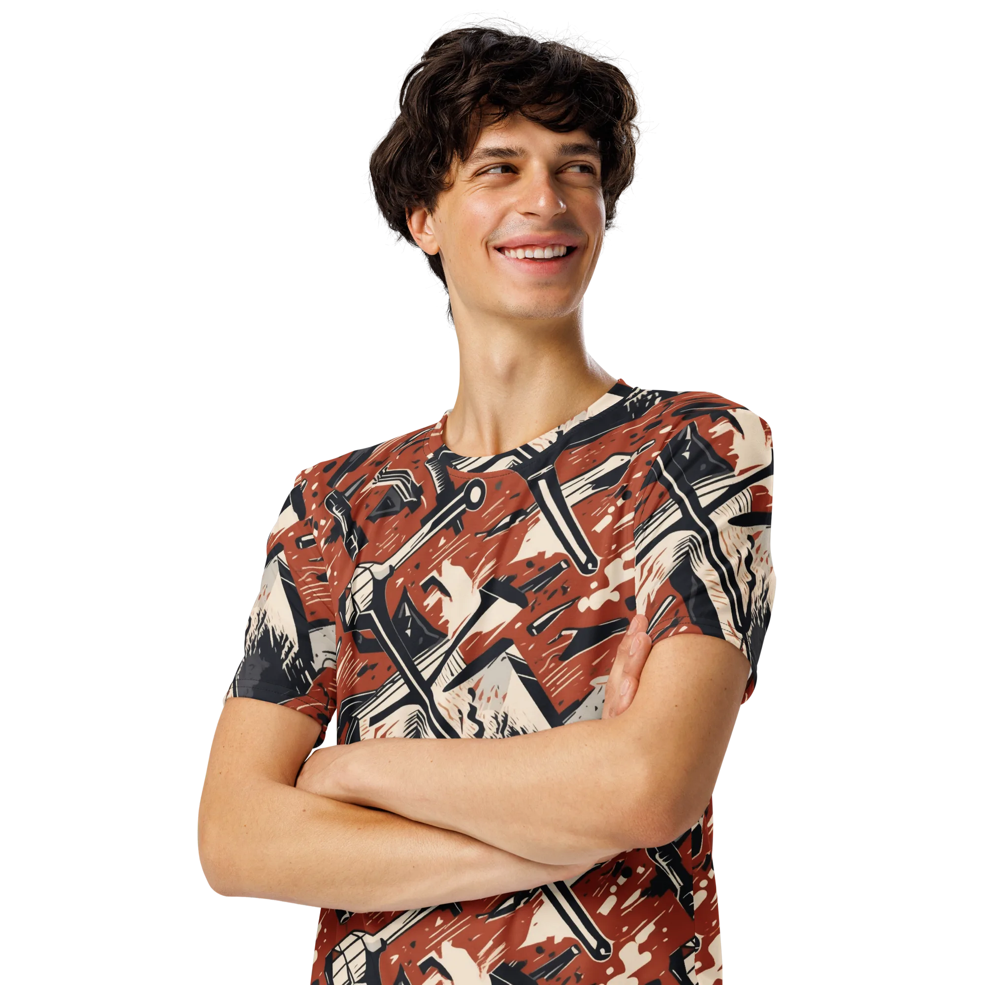Workshop Static on Men's Crew Neck T-Shirt — Left Front
