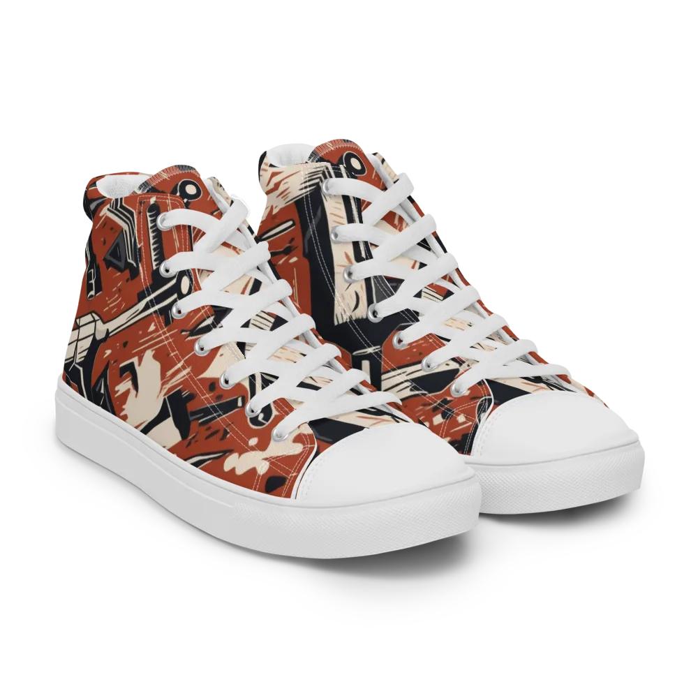 Workshop Static on Men's High Top Canvas Shoes — Right Front