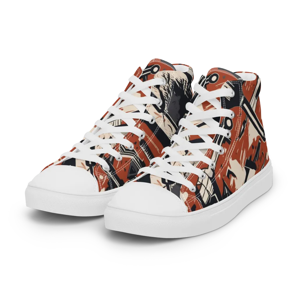 Workshop Static on Women's High Top Canvas Shoes — Left Front