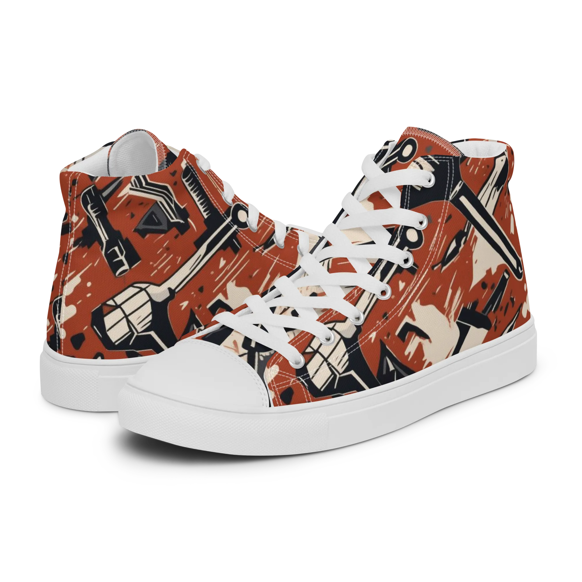 Workshop Static on Women's High Top Canvas Shoes — Left