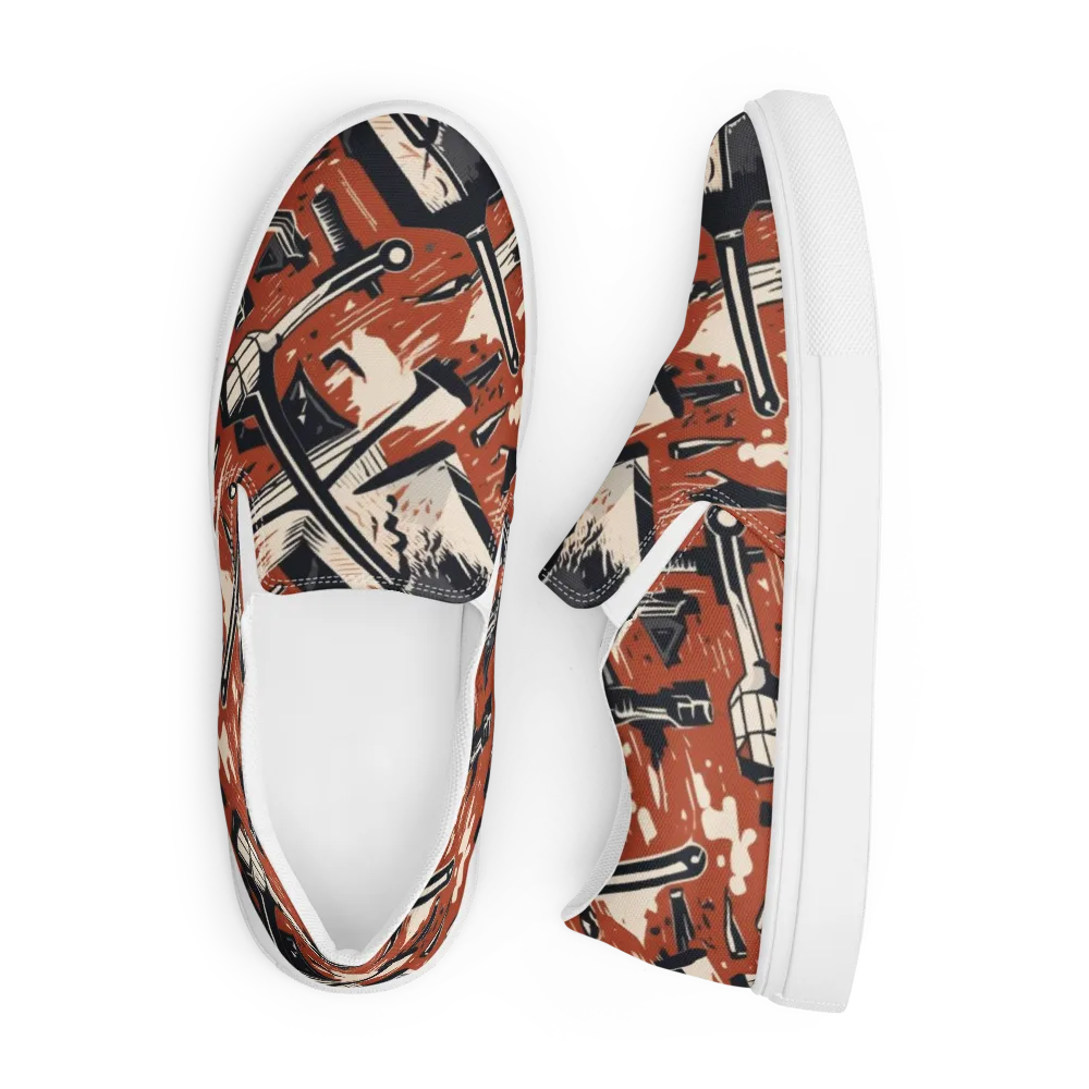 Workshop Static on Men's Slip-On Canvas Shoes — Front