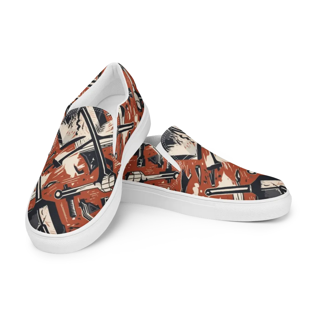 Workshop Static on Women's Slip-On Canvas Shoes — Left Front
