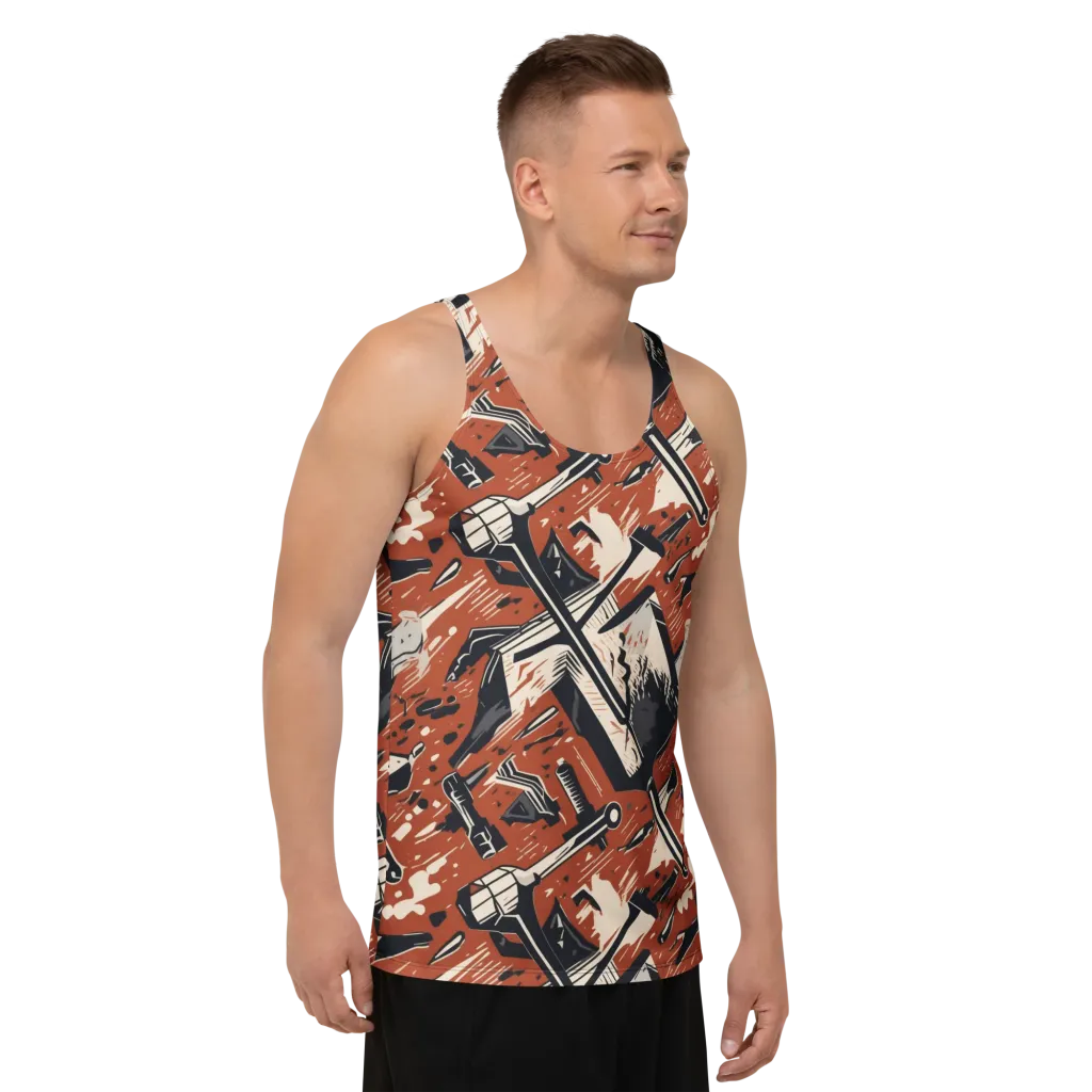 Workshop Static on Men's Tank Top — Right Front