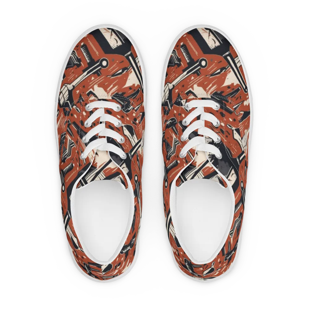 Workshop Static on Men's Lace-Up Canvas Shoes — Front
