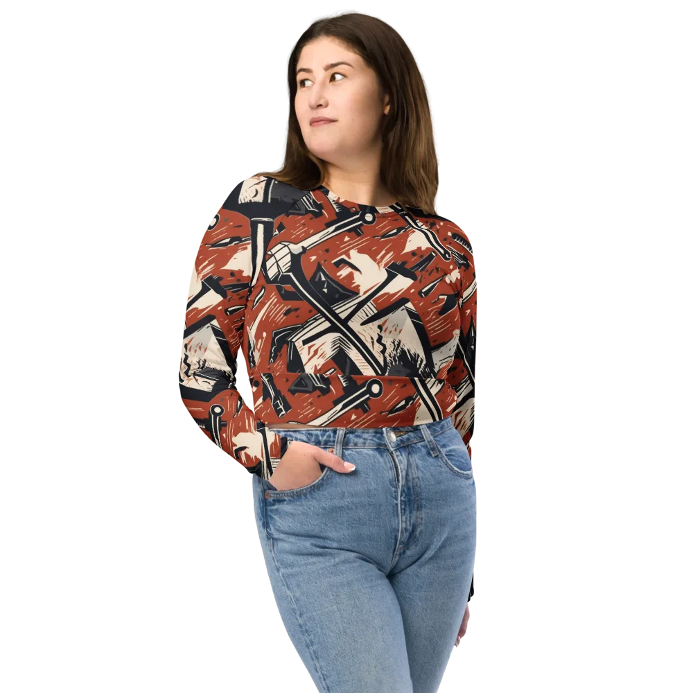 Workshop Static on Long Sleeve Crop Top — Front