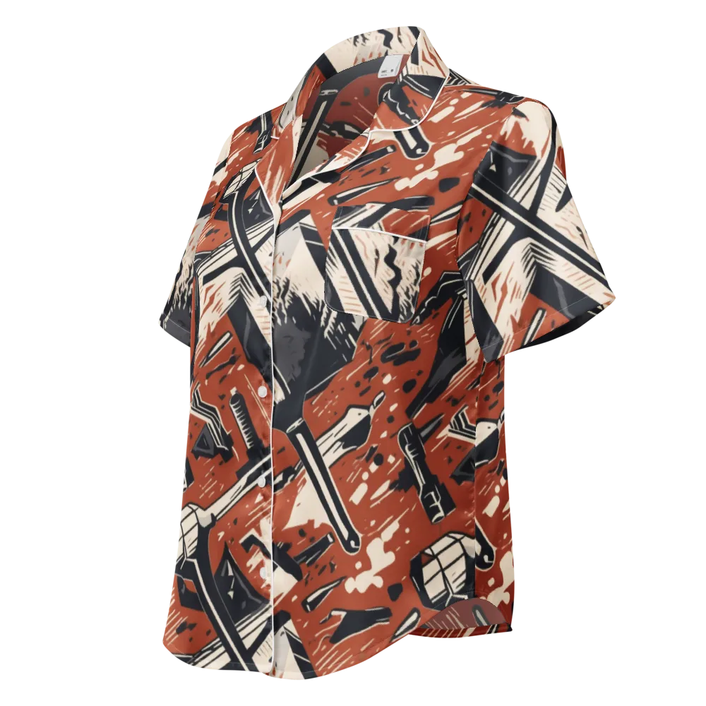 Workshop Static on Women's Short Sleeve Pajama Top — Left Front