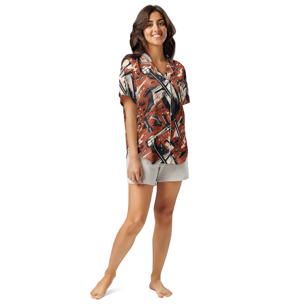 Workshop Static on Women's Short Sleeve Pajama Top — Front