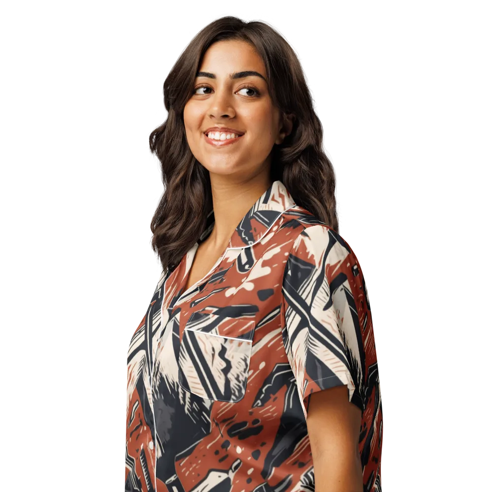 Workshop Static on Women's Short Sleeve Pajama Top — Left Front