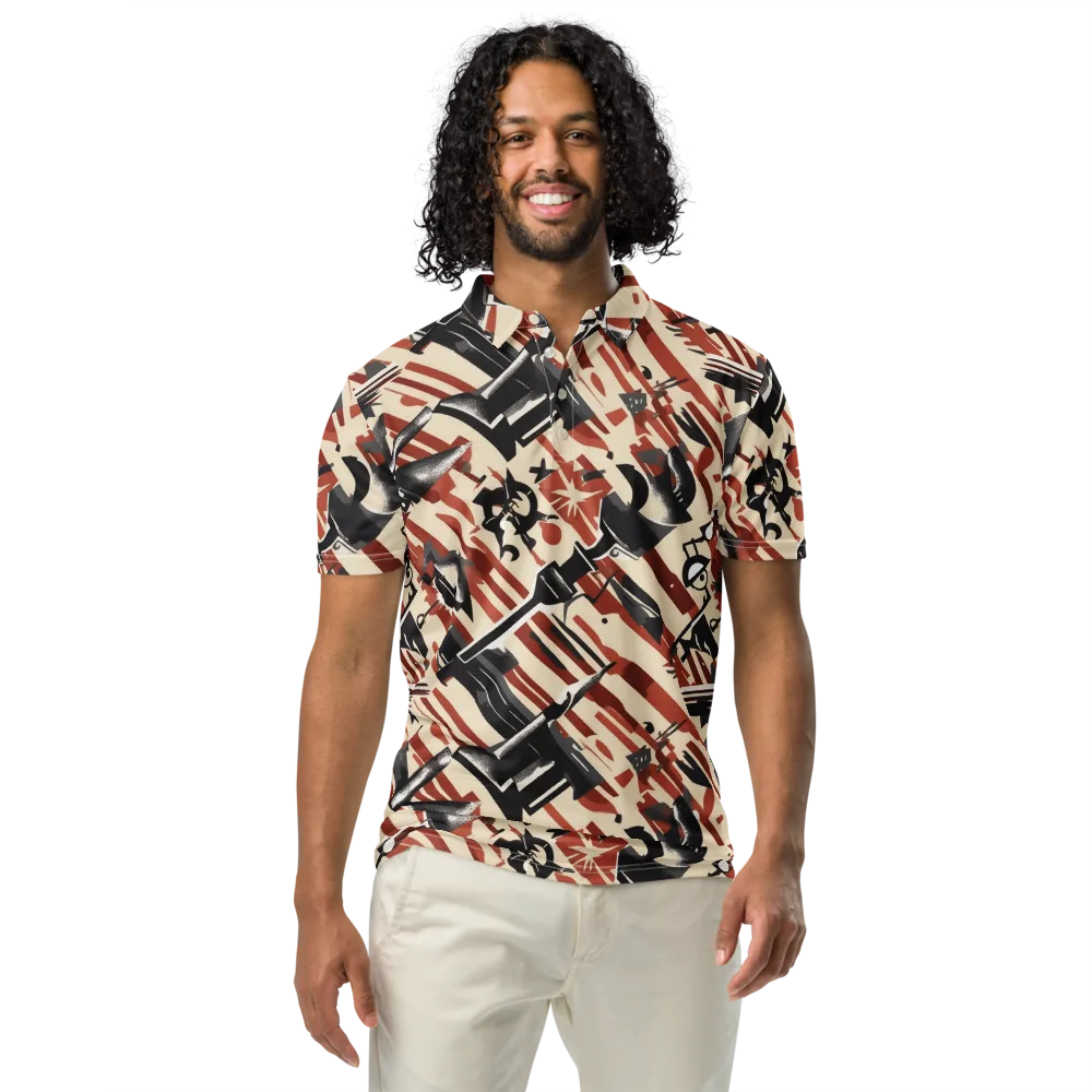 Burnt Signal on Men's Slim Fit Polo Shirt — Front