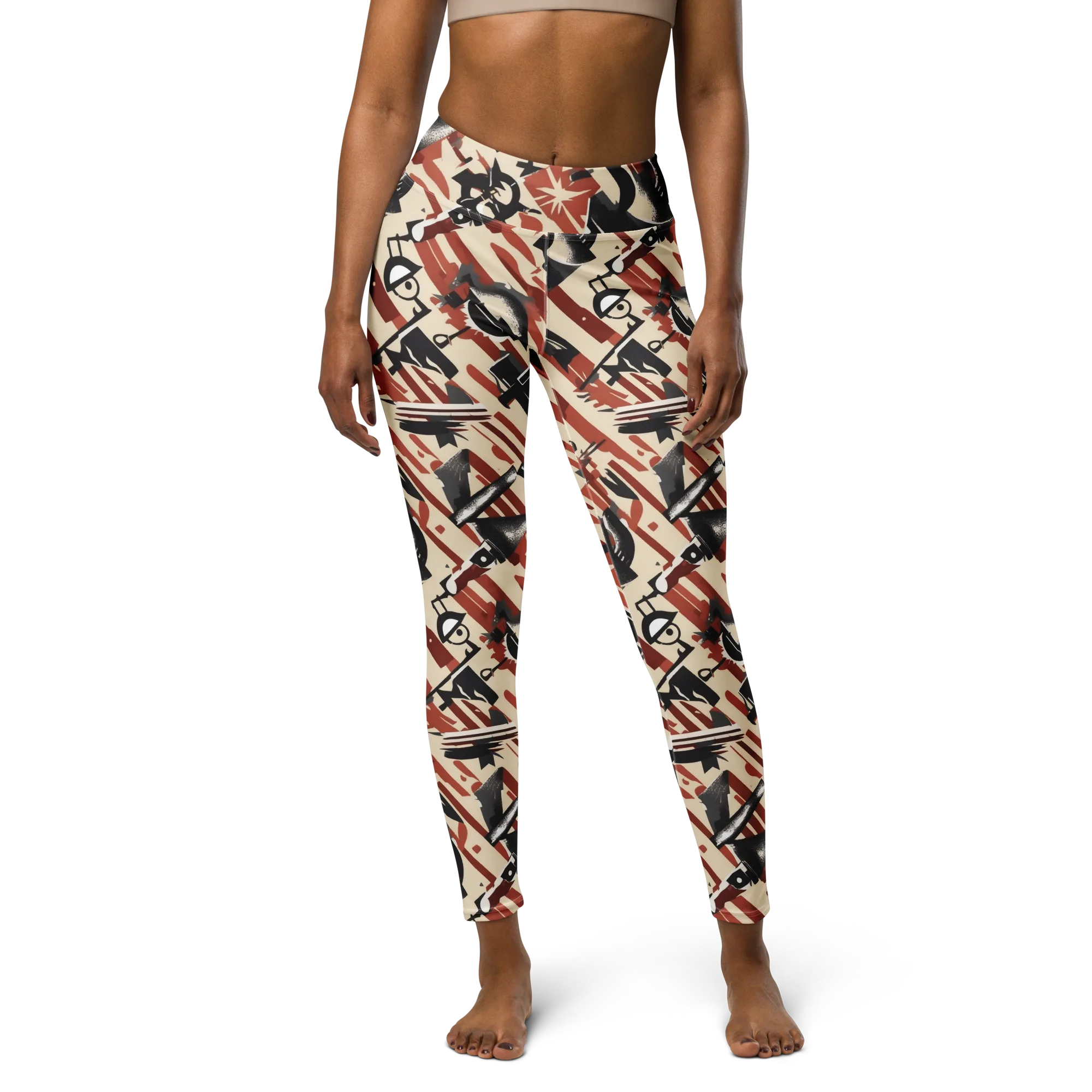 Burnt Signal on Yoga Leggings — Front