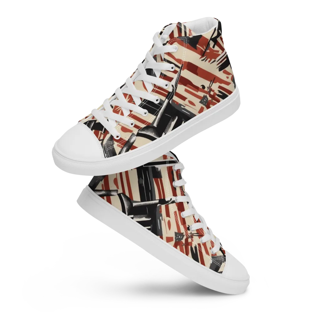 Burnt Signal on Men's High Top Canvas Shoes — Front