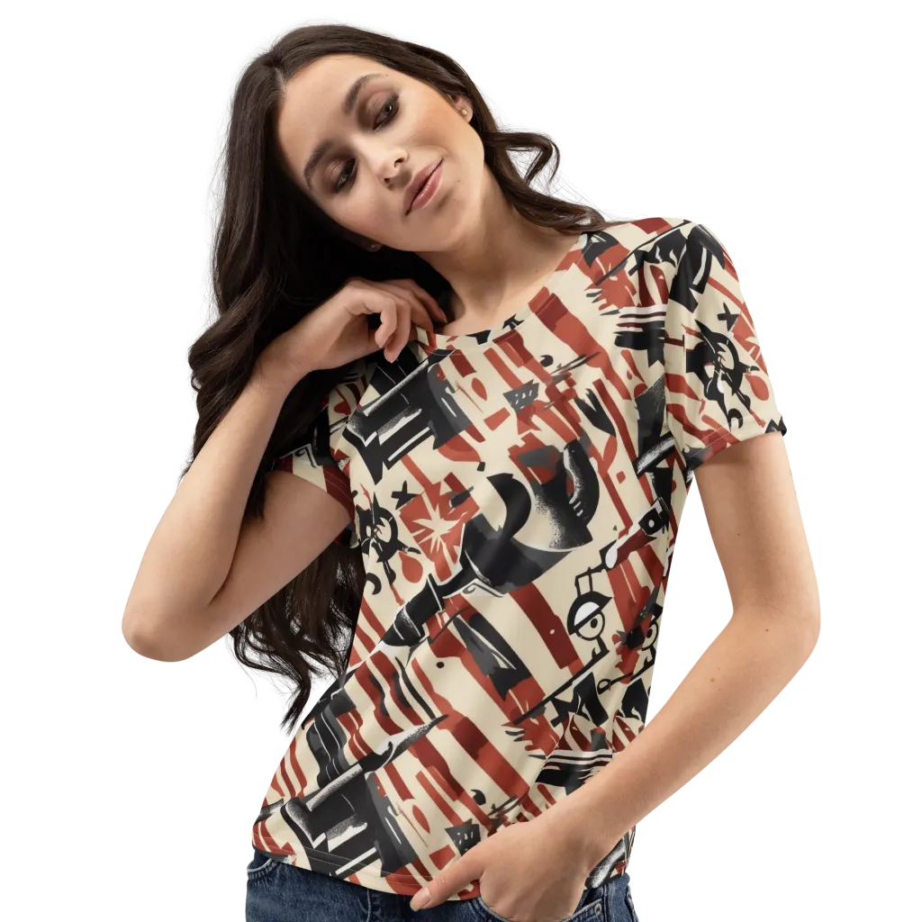 Burnt Signal on Women's Crew Neck T-Shirt — Left Front