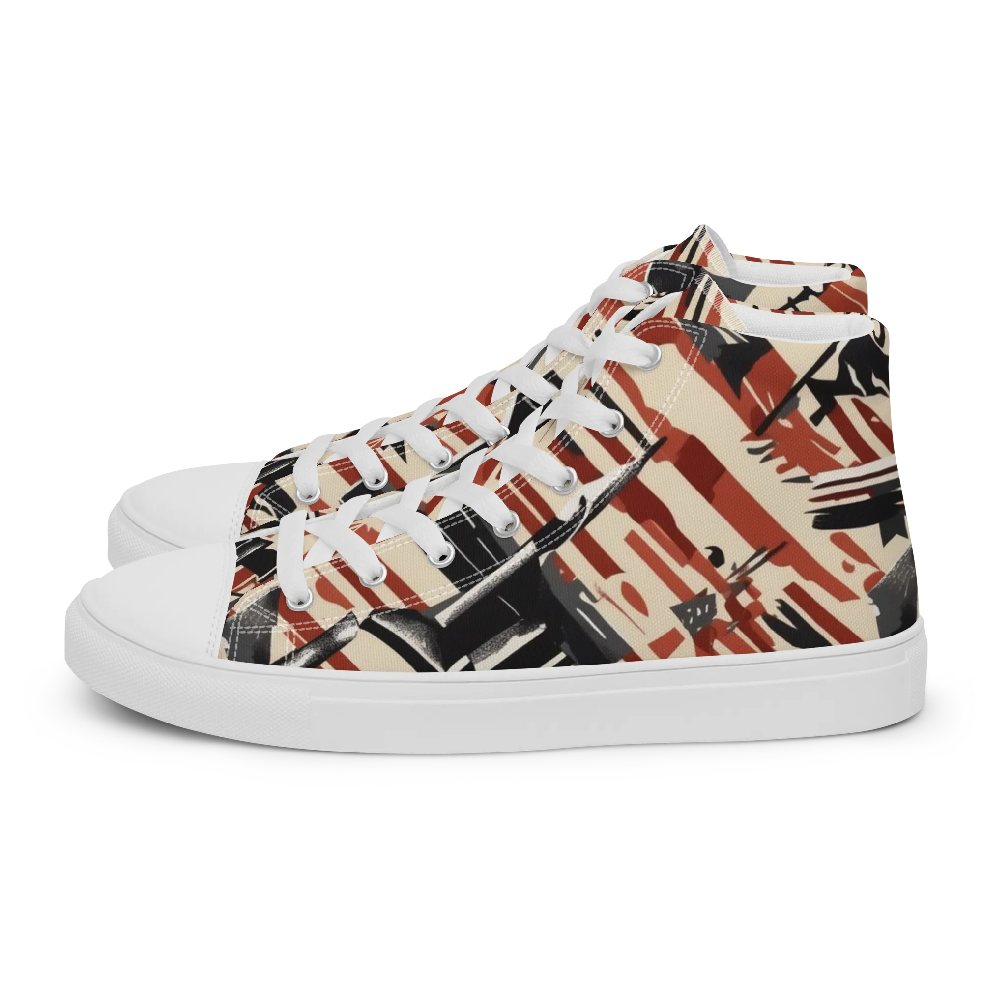 Burnt Signal on Women's High Top Canvas Shoes — Left