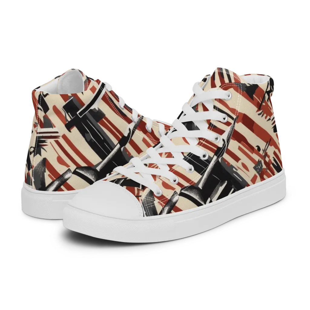 Burnt Signal on Women's High Top Canvas Shoes — Left