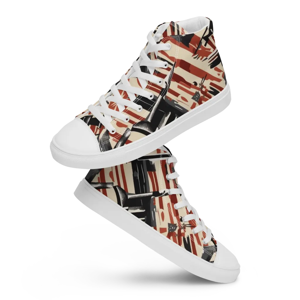 Burnt Signal on Women's High Top Canvas Shoes — Front