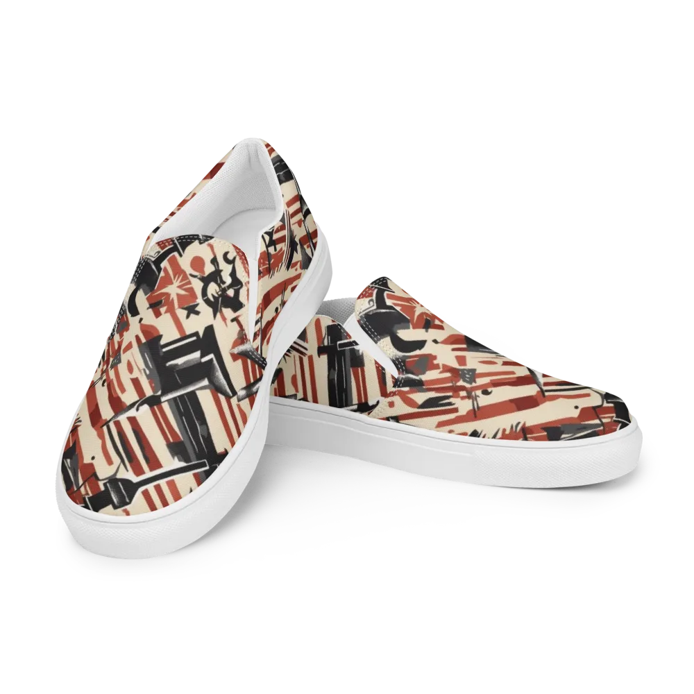Burnt Signal on Men's Slip-On Canvas Shoes — Left Front