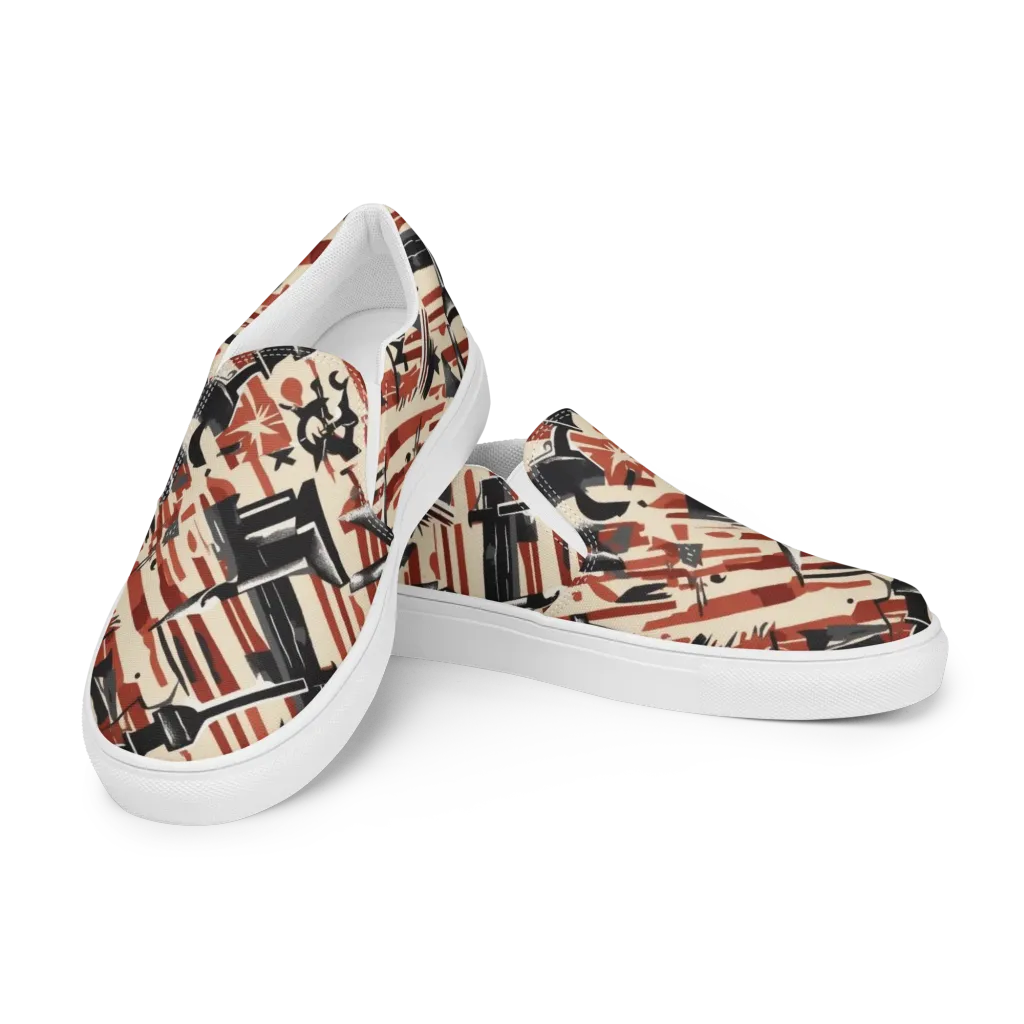 Burnt Signal on Women's Slip-On Canvas Shoes — Left Front