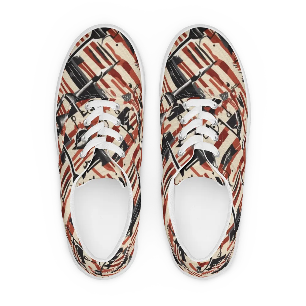 Burnt Signal on Men's Lace-Up Canvas Shoes — Front