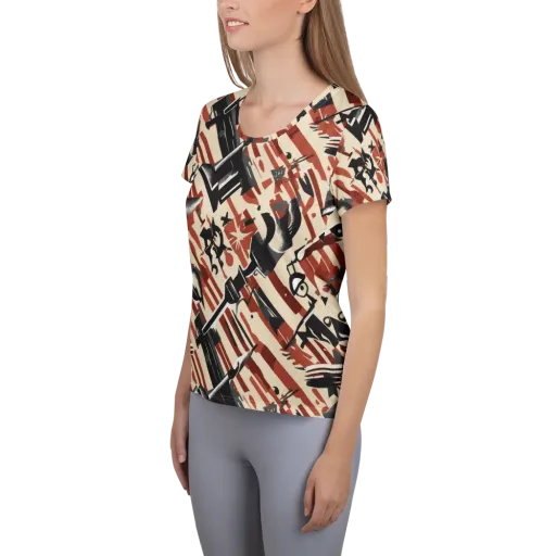 Burnt Signal on a Women's Athletic T-Shirt