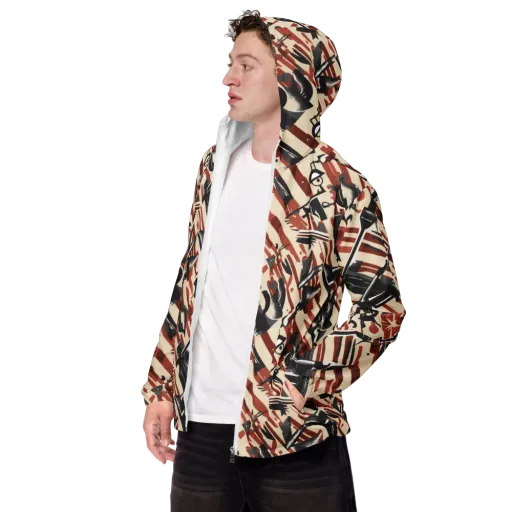 Burnt Signal on a Men's Windbreaker