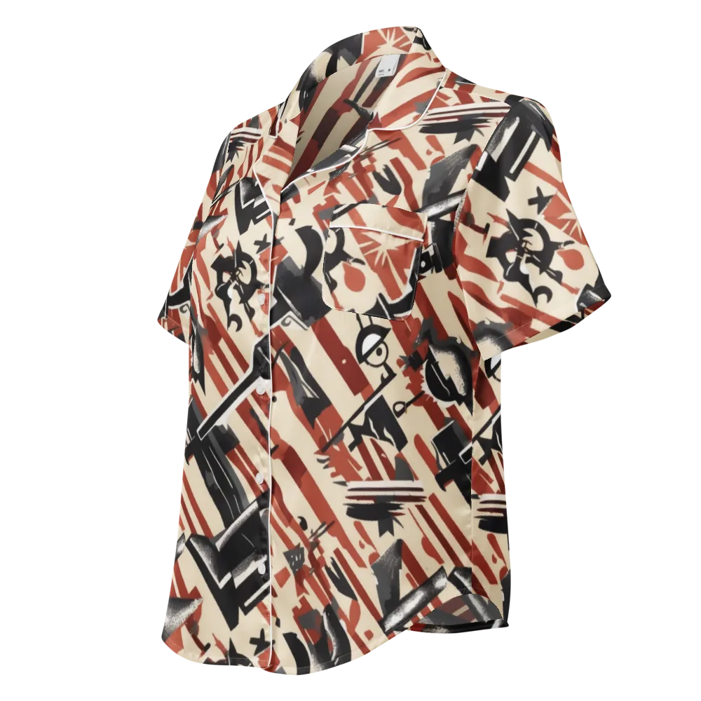 Burnt Signal on Women's Short Sleeve Pajama Top — Left Front