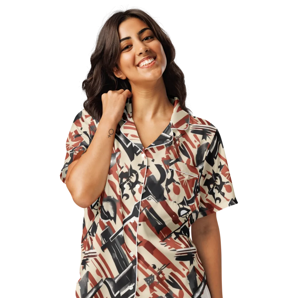 Burnt Signal on Women's Short Sleeve Pajama Top — Front