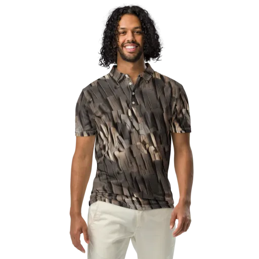 Taupe Circuitry on a Men's Slim Fit Polo Shirt