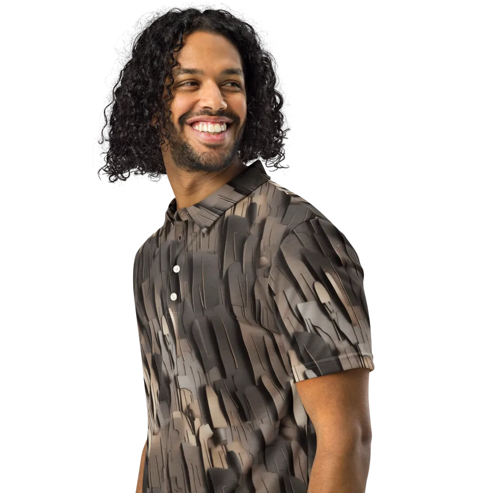 Taupe Circuitry on Men's Slim Fit Polo Shirt — Left Front
