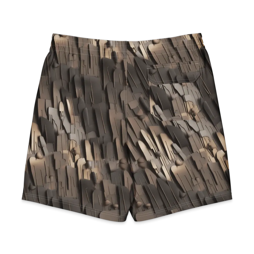 Taupe Circuitry on Men's Board Shorts — Back