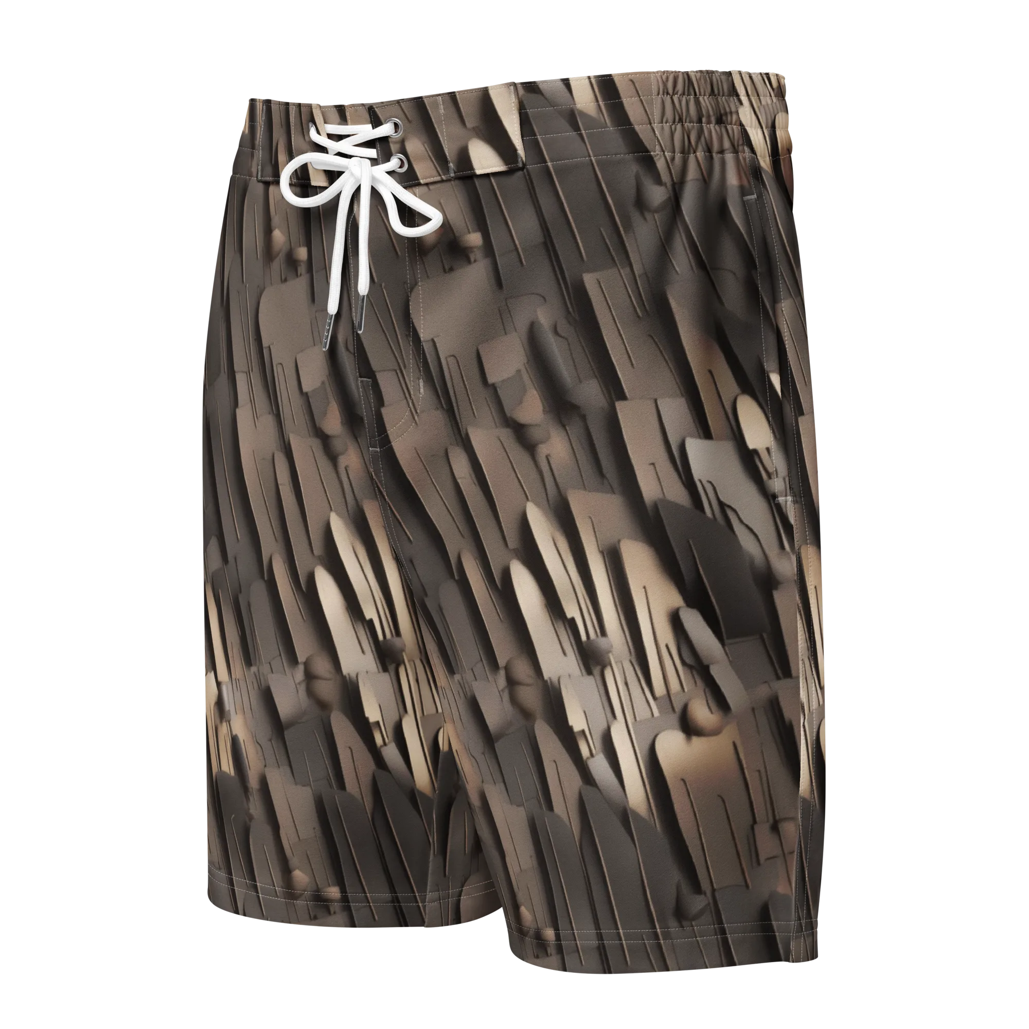 Taupe Circuitry on Men's Board Shorts — Front