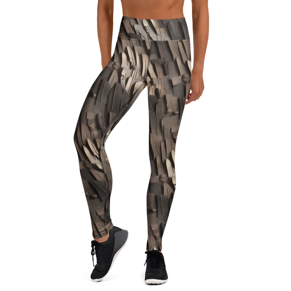 Taupe Circuitry on Yoga Leggings — Front