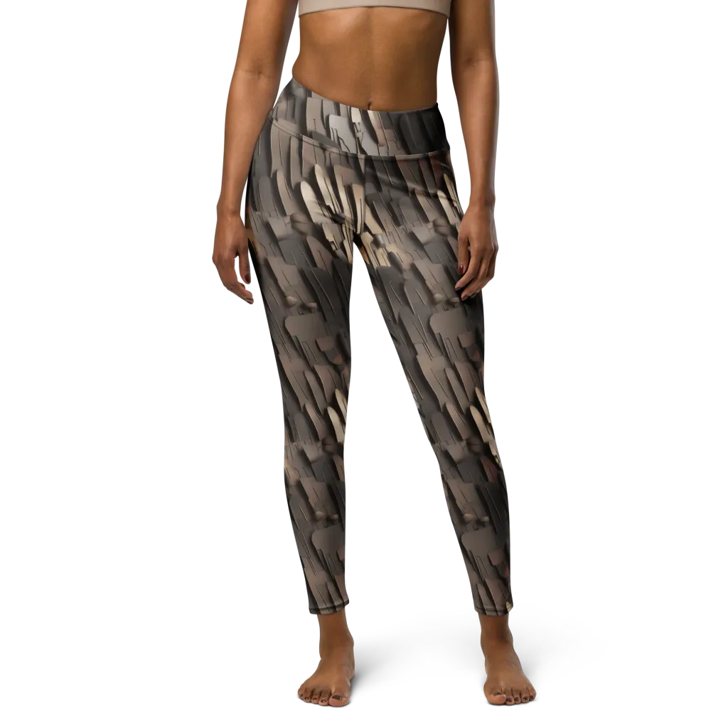 Taupe Circuitry on Yoga Leggings — Front