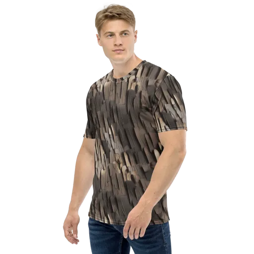 Taupe Circuitry on a Men's Crew Neck T-Shirt