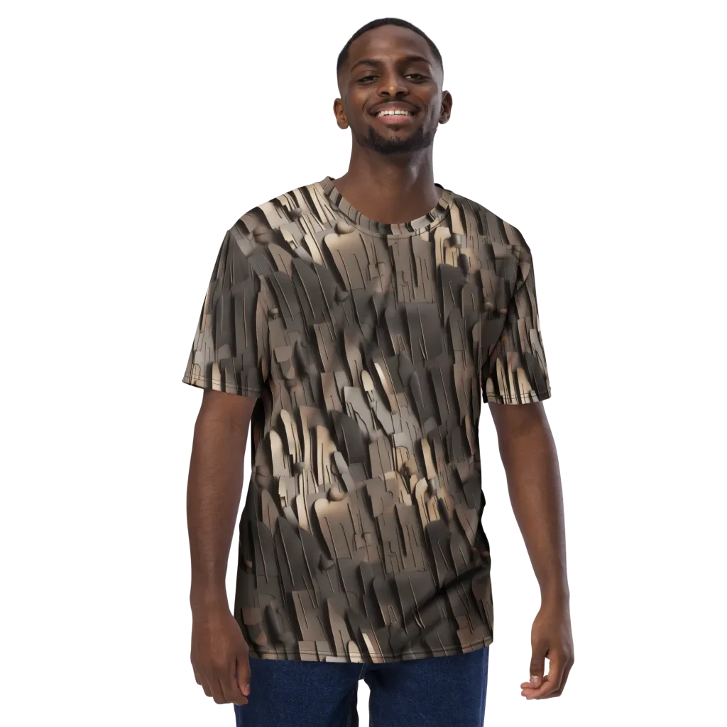 Taupe Circuitry on Men's Crew Neck T-Shirt — Front