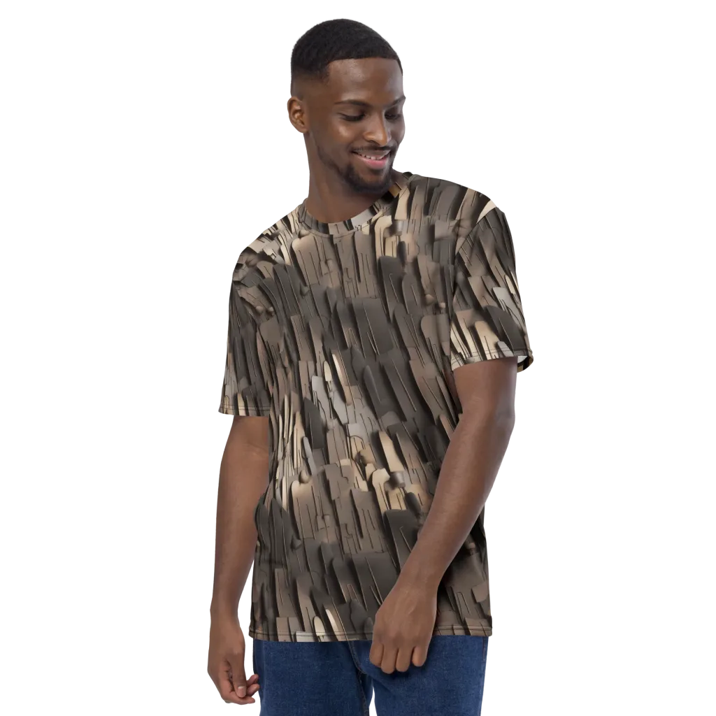 Taupe Circuitry on Men's Crew Neck T-Shirt — Left