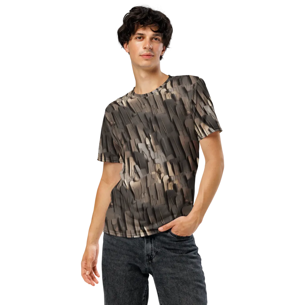 Taupe Circuitry on Men's Crew Neck T-Shirt — Front