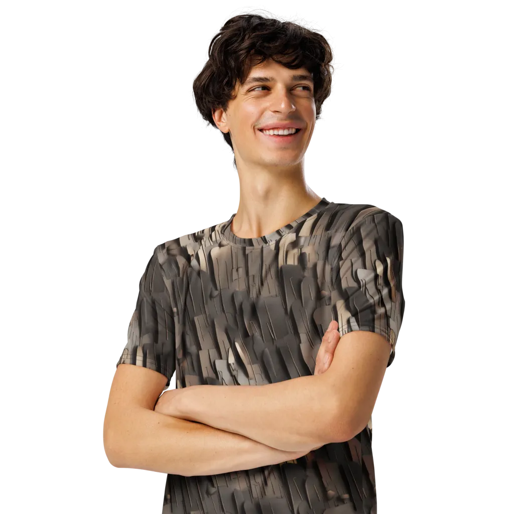 Taupe Circuitry on Men's Crew Neck T-Shirt — Left Front