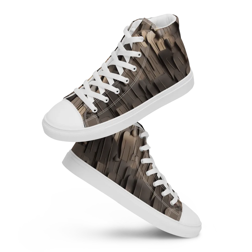 Taupe Circuitry on Men's High Top Canvas Shoes — Front