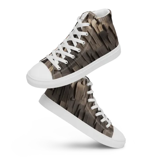 Taupe Circuitry on a Men's High Top Canvas Shoes