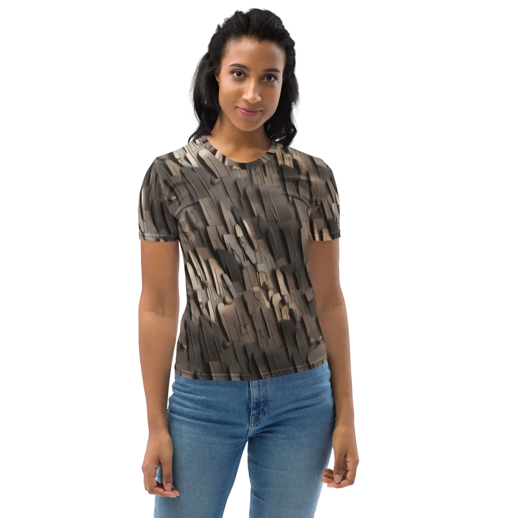 Taupe Circuitry on Women's Crew Neck T-Shirt — Front