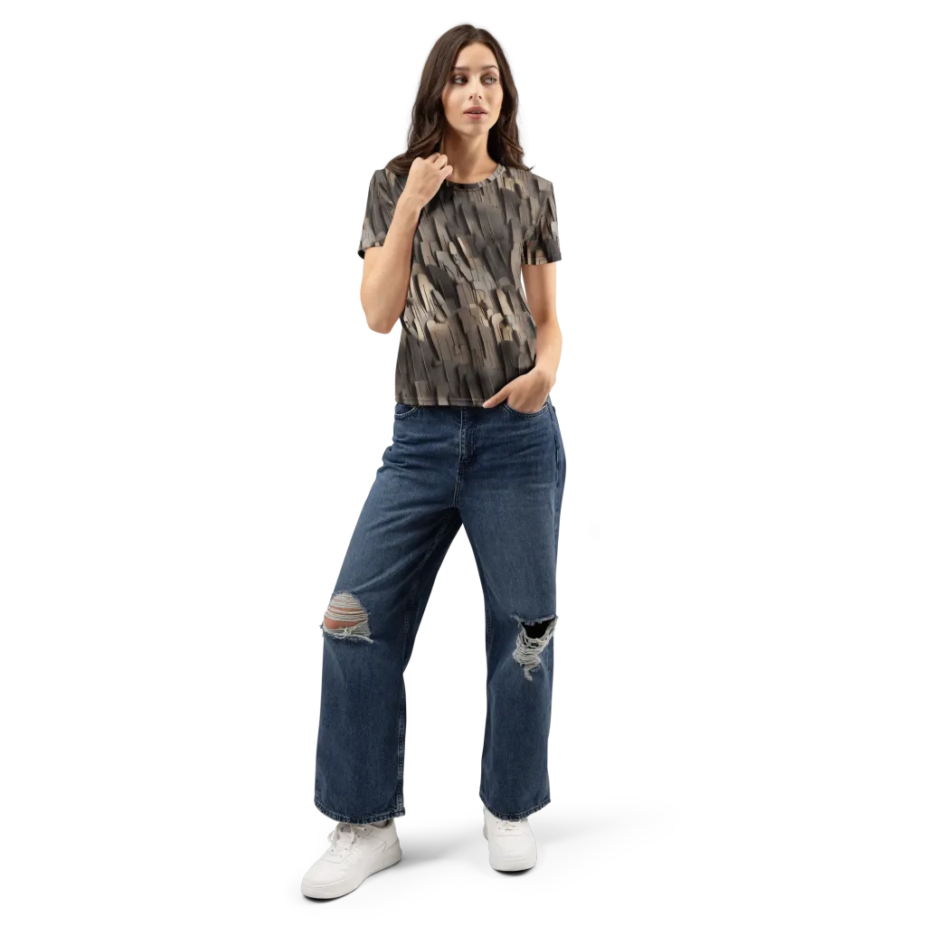 Taupe Circuitry on Women's Crew Neck T-Shirt — Front