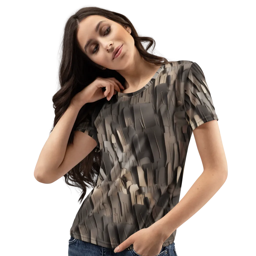 Taupe Circuitry on Women's Crew Neck T-Shirt — Left Front