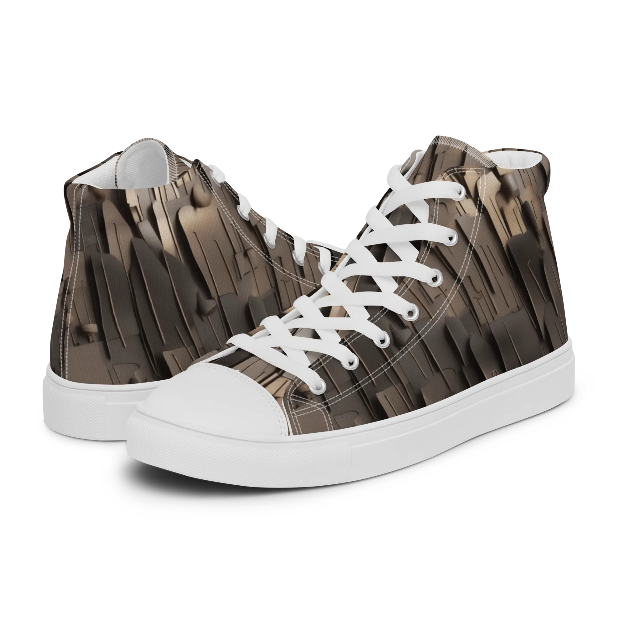 Taupe Circuitry on Women's High Top Canvas Shoes — Left