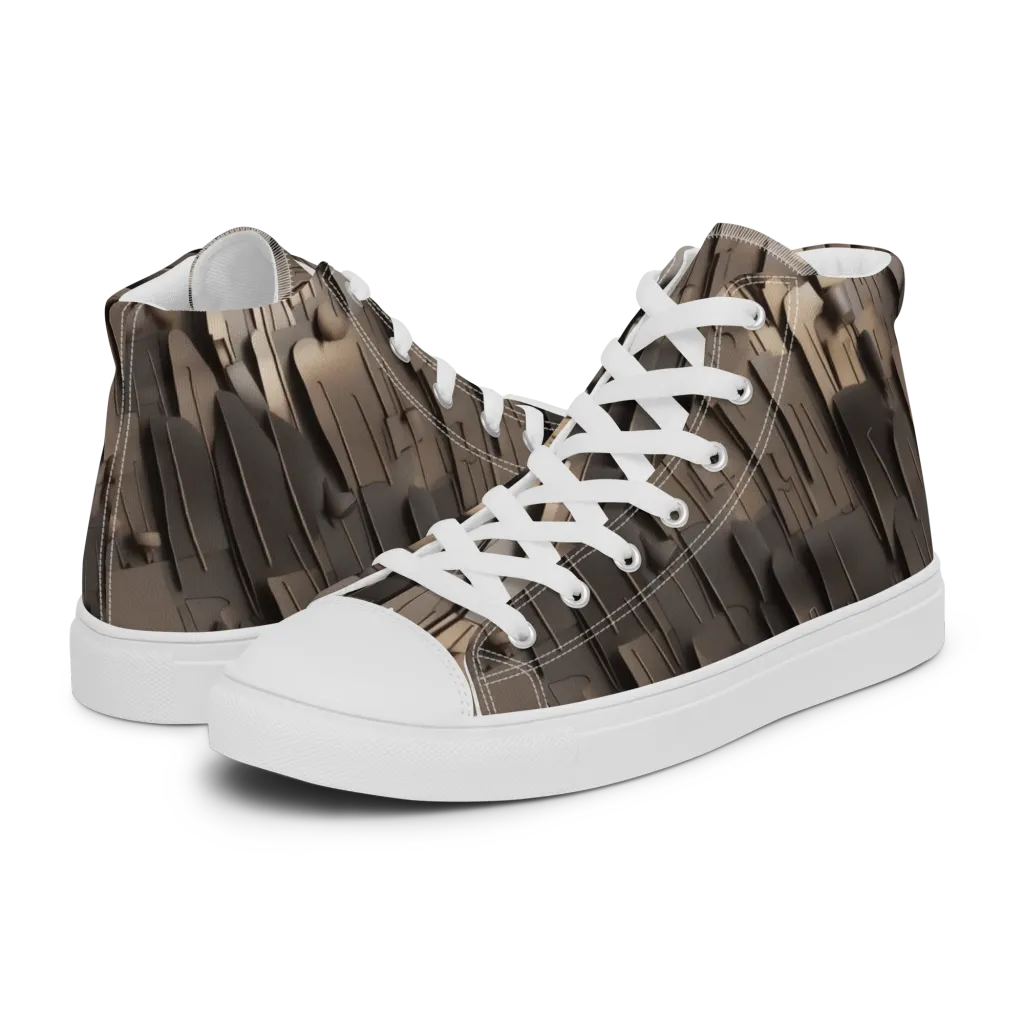 Taupe Circuitry on Women's High Top Canvas Shoes — Left