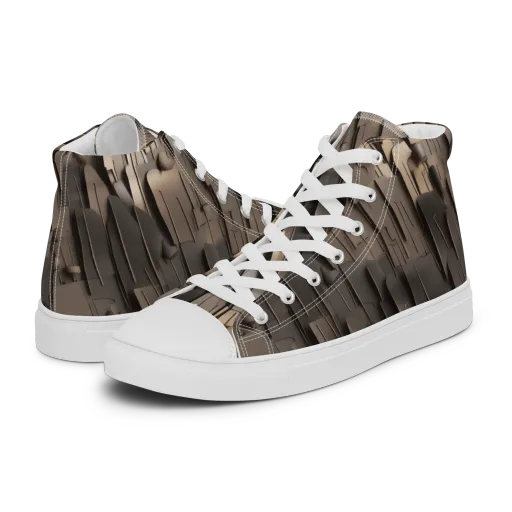 Taupe Circuitry on a Women's High Top Canvas Shoes
